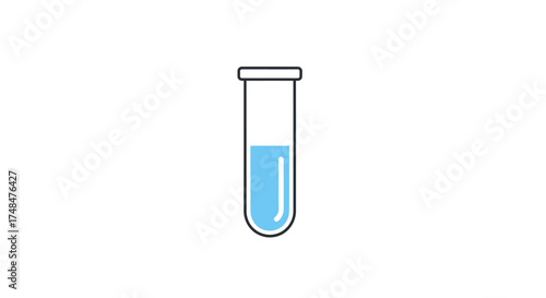 Simple flat line icon of a laboratory test tube filled with light blue liquid.