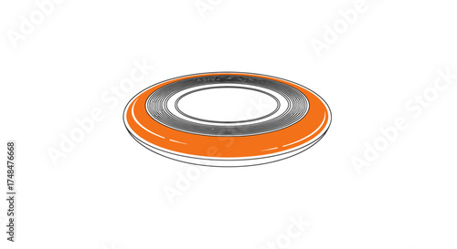 Orange Silver and White Circular Object with Central Hole.