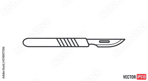 Simple Outline Illustration of a Surgical Scalpel Tool.
