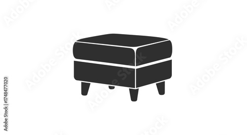 A simple modern square-shaped upholstered ottoman with four short legs.