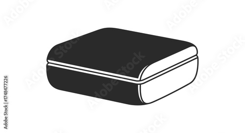 Simple Black and White Illustration of a Closed Rectangular Box.