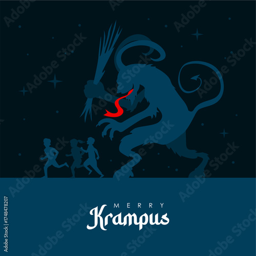 vector merry krampus poster template