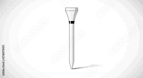 Single White Plastic Golf Tee with Black Stripe Detail.