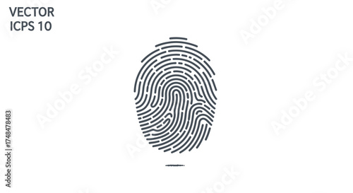 Black Fingerprint Vector Icon for Security and Identification.