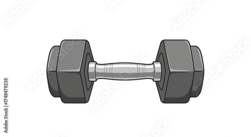 Gray Dumbbell with Silver Handle for Weightlifting Exercise.