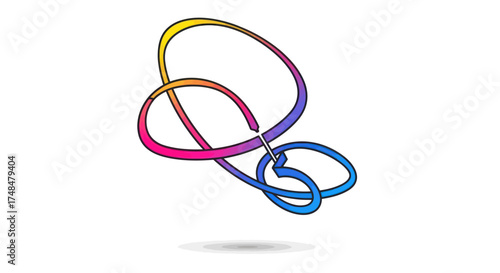 Colorful Abstract Intertwined Looping Gradient Line Graphic.