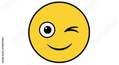 A classic yellow winking face emoji with a friendly and playful smile.