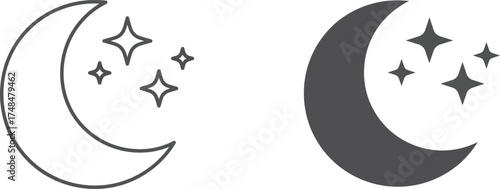 Scalable crescent moon and stars vector illustration for night sky and celestial themed designs