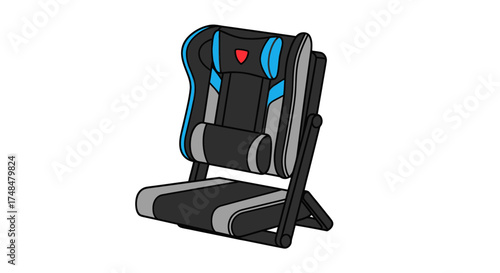 Ergonomic Gaming Floor Chair with Lumbar Support and Blue Accents.