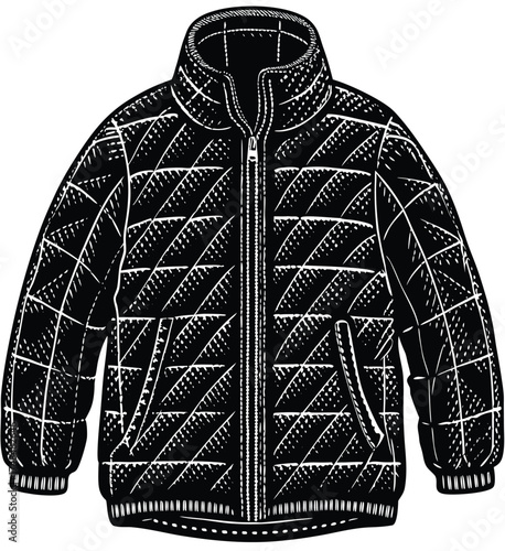 Vector illustration of warm winter clothing: a casual textile coat and sweater with a leather jacket design isolated for fashion apparel