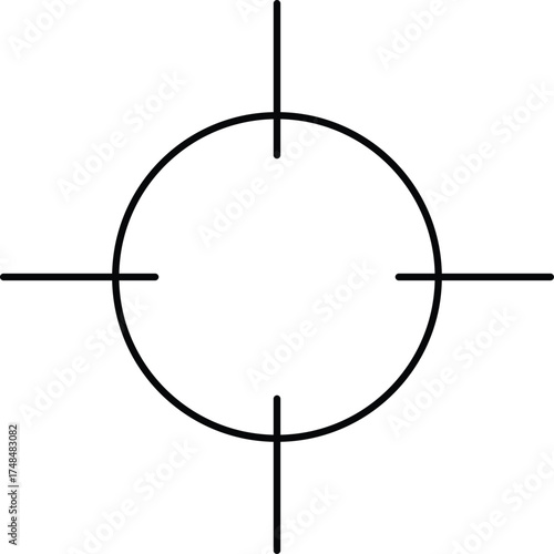 Black crosshair reticle symbol on white background target focus