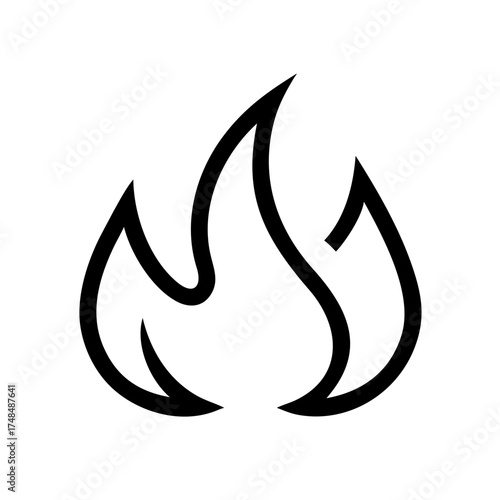 Stylized flame with smooth curves and pointed tips