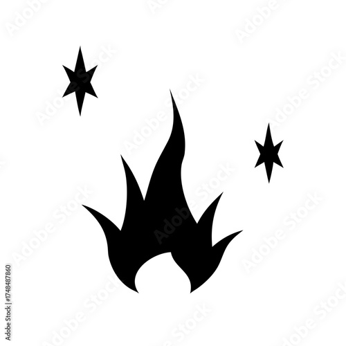 Illustration of a fire with two stars