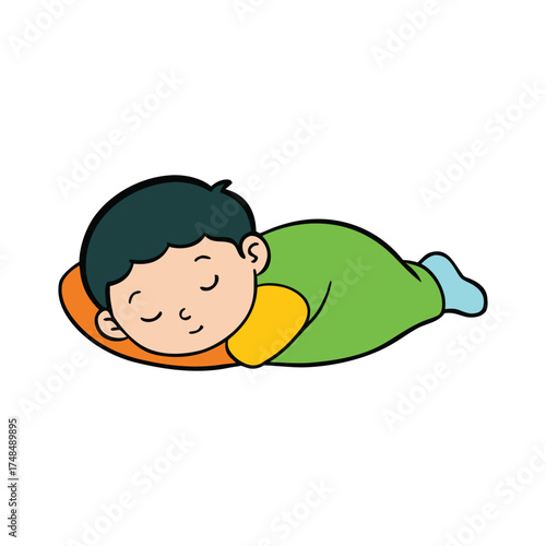 A peaceful kid sleeping soundly under a cozy blanket, surrounded by soft toys, glowing night light, and gentle dreams that bring warmth and calm to bedtime.

