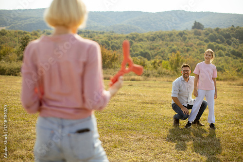 Family enjoys outdoor playt...