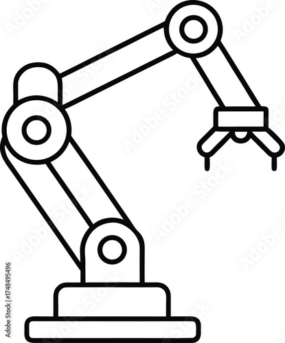Robotic Surgical Arm In Operating Theater Line Art Vector illustration