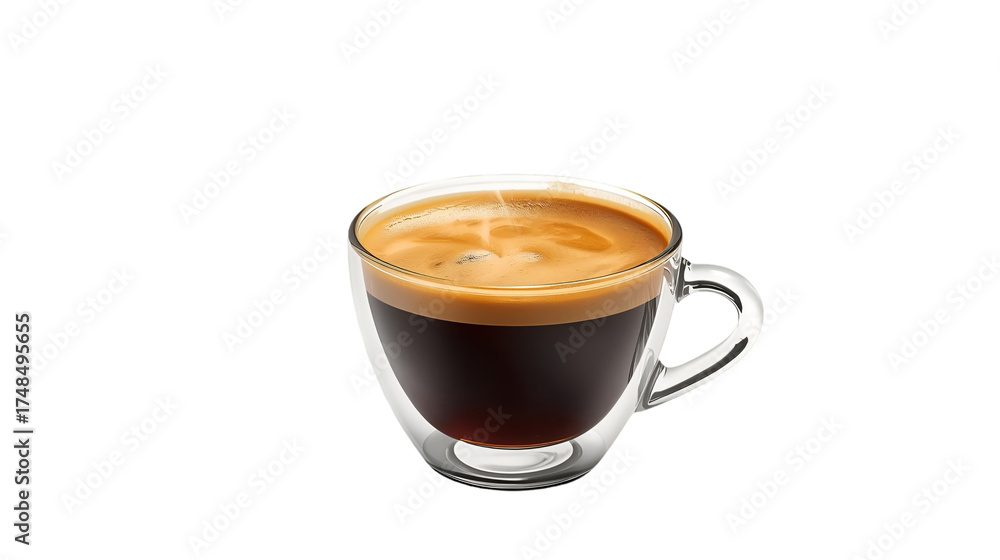 Naklejka premium Double Walled Glass Cup with Espresso Coffee image