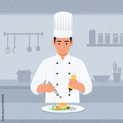 Chef Presenting Dish at Restaurant