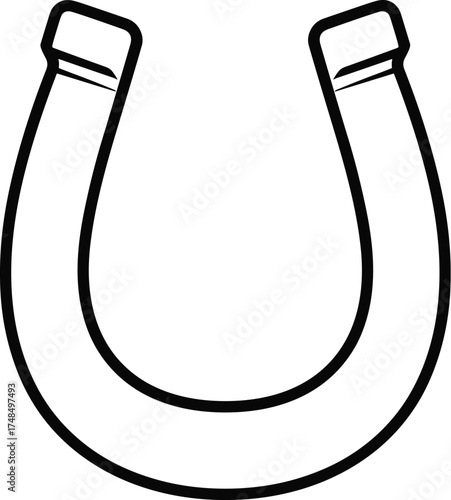 Silhouette of U-shaped horseshoe magnet with poles, black vector science icon for physics, education, attraction, magnetic field, energy design.