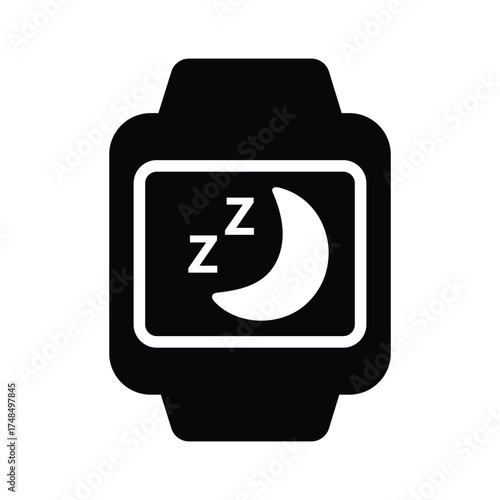 Smartwatch Sleep Tracker: A sleek, black smartwatch icon features a crescent moon and zzz symbol, representing sleep tracking capabilities and promoting restful nights.