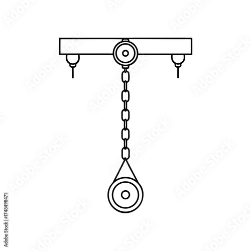 Overhead crane with chain and hook silhouette