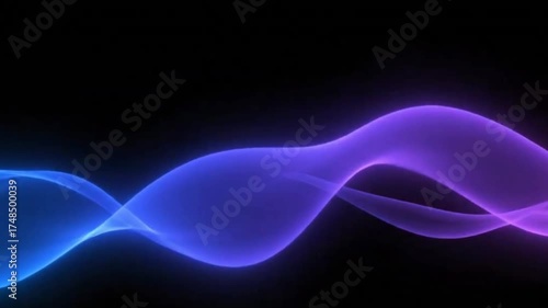 Neon Gradient Light Waves Flowing in Smooth Curves – Abstract Motion Graphics on Black Background, Seamless Loop