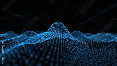 Sci-Fi Digital Light Wave of Glowing Particles in Dark Futuristic Space – Endless Loop Animation