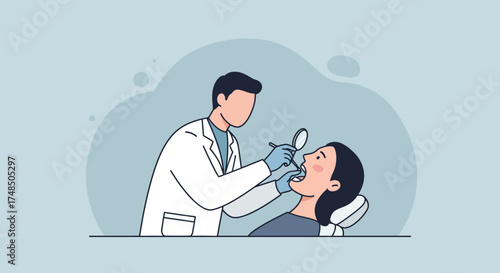 Professional Dentist Performing a Comprehensive Dental Examination on a Patient to Ensure Optimal Oral Health, Prevent Issues, and Promote Hygiene in a Healthcare Setting