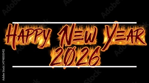 Happy new year 2026 - Fire font 4k
