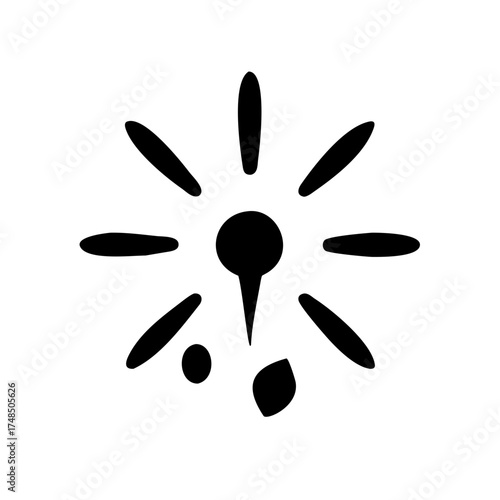 Vector art of a black and white illustration of a sunburst or starburst design, a simple and minimalist design for radiance or explosion concept