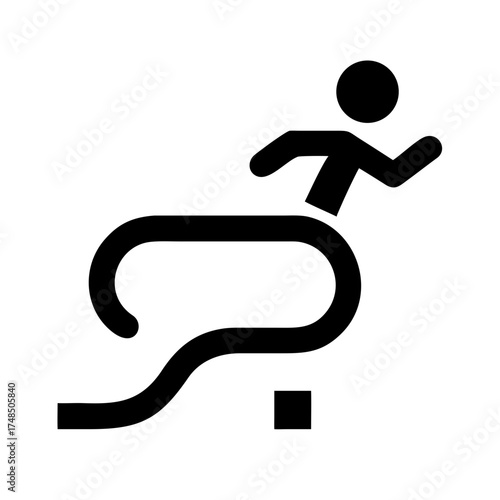 Vector art of a person running on an escalator, depicting movement, progress, or the use of technology in transportation