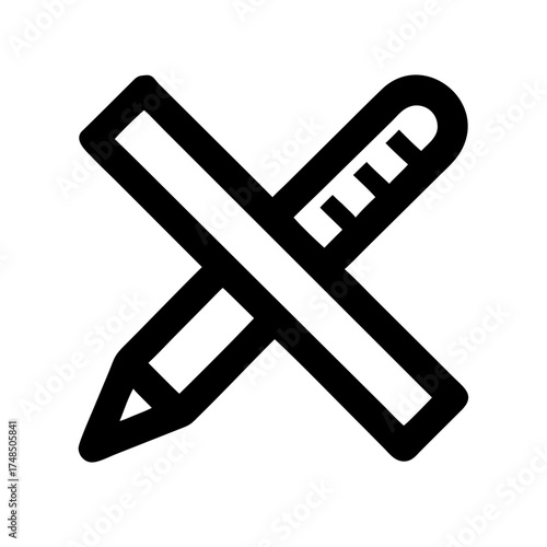 Vector art of a ruler and pencil intersect, , symbolizing precision and creativity in design, drafting, and artistic endeavors, a tool for innovation