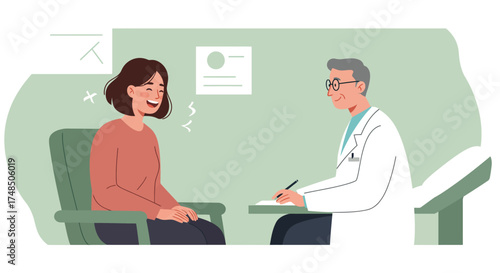 Patient consultation with doctor illustration Medical examination, healthcare professional, advice session