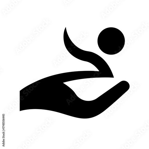 Vector art of icon of a person in a hand, this represents care, support, and protection, symbolizing hope and assistance for those in need