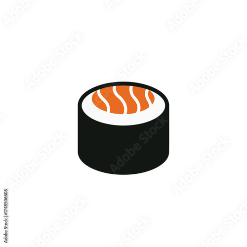 Minimalist Salmon Maki Sushi Roll Vector Illustration