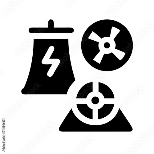 Vector art of nuclear power plant icon this symbol represents the generation of electricity using nuclear energy, a crucial aspect of modern energy production