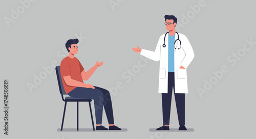 Doctor consulting with a patient about medical issues and health concerns in a professional setting