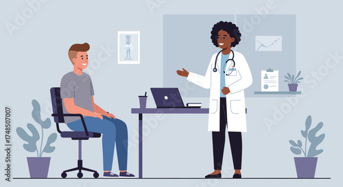 Medical Consultation Doctor Discussing Health with Patient in an Office Setting