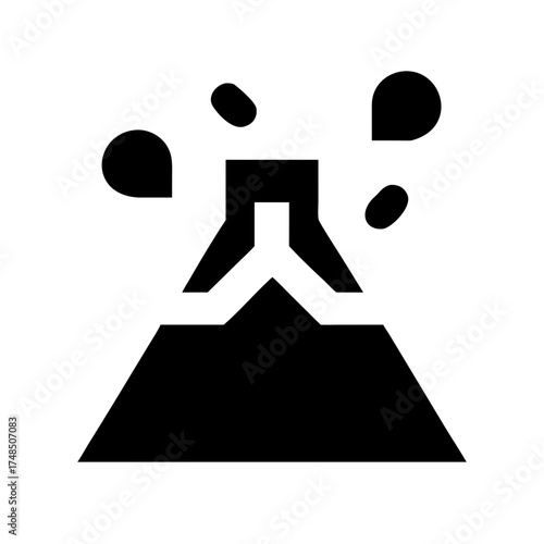 Vector art of volcano eruption icon a simple glyph vector design of a volcano spewing lava and ash, representing natural disaster and geological activity