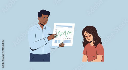 Explaining Financial Downturn to Concerned Woman