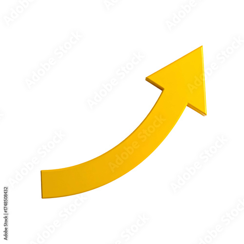 A golden, curved arrow pointing upwards against a black background, suggesting growth