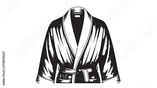 Elegant silk bathrobe illustration luxurious apparel for relaxation vector graphic isolated on white background