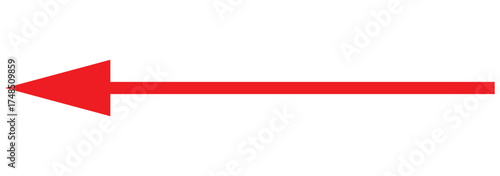Straight long arrow. Thin long arrow vector icon. left thin line, black cursor, horizontal element, thick pointer vector icon isolated on white background. Simple illustration. 