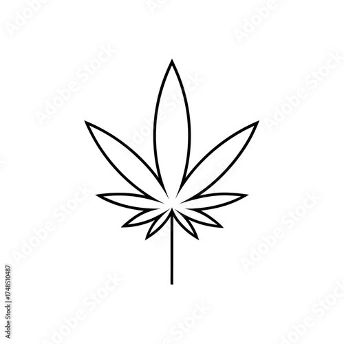 Outline drawing of cannabis leaf silhouette