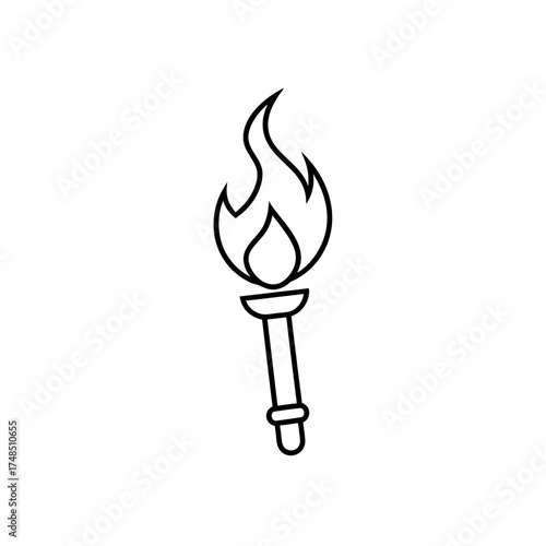Outline drawing of a torch flame silhouette