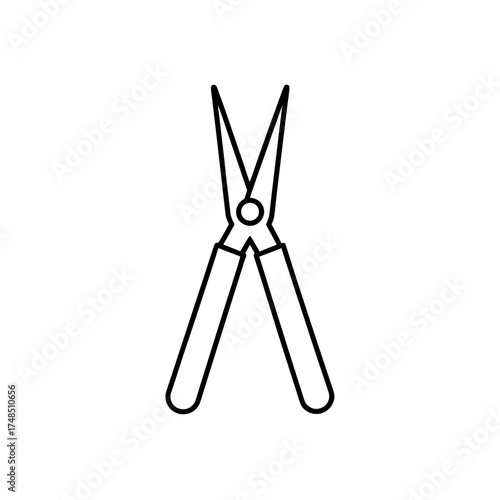Outline drawing of garden shears silhouette