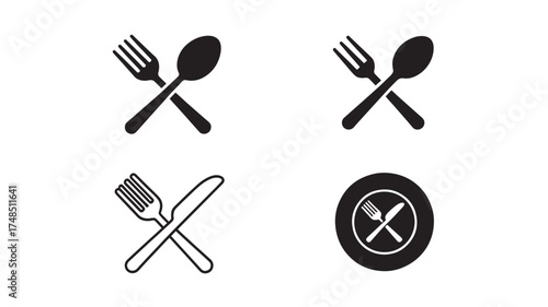 Set of minimalist restaurant icons simple flat vector design elements for web and mobile apps isolated on white background