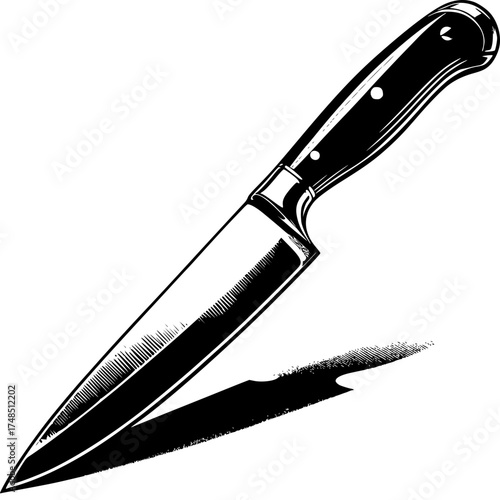 Sleek Culinary Companion: A meticulously crafted chef's knife, exuding precision and sharpness, poised to transform ingredients into culinary masterpieces. 