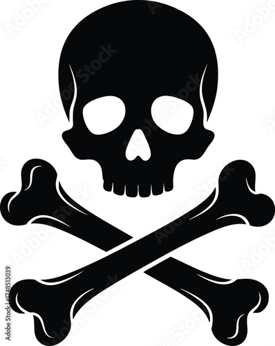 Skull and crossbones vector pirate symbol danger death icon