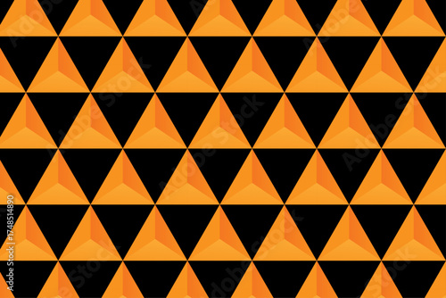 Orange 3D Hexagon Seamless Abstract Geometric Pattern